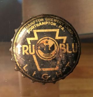 Old Tru Blu Light Beer Bottle Cap Corked Back Northampton Pa Advertising Tax
