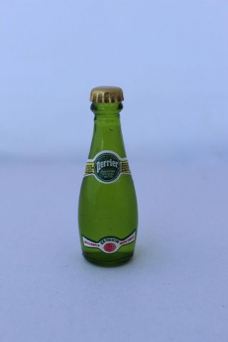 Perrier Sparkling Mineral Water Miniature 2 1/2 Inch Green Glass Bottle