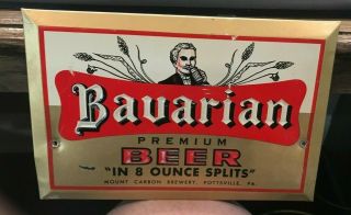 Vintage Barvarian Beer Toc Tin Over Cardboard Sign Mt.  Carbon Brg Pottsville Pa