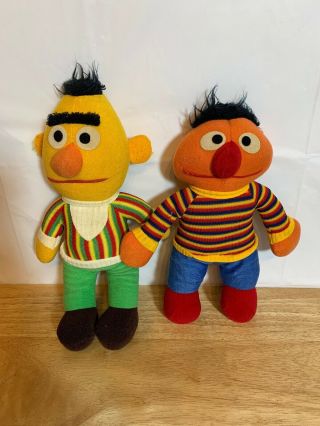 Vintage Knickerbocker Bert And Ernie,  Sesame Street Plush Dolls.  10”