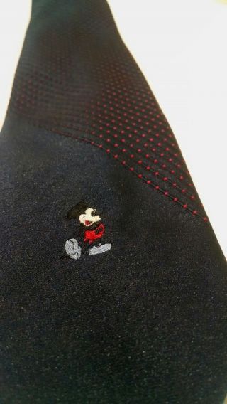 Cervantes Walt Disney Slim Navy Blue Red Dot Stripes Necktie Mickey Mouse Tie