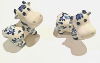 Blue Floral Cow Animal Salt And Pepper Shakers Cute