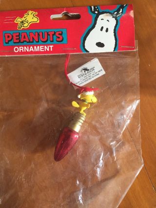 Vintage Peanuts Snoopy Woodstock Mini Light Christmas Tree Ornament Kurt Adler