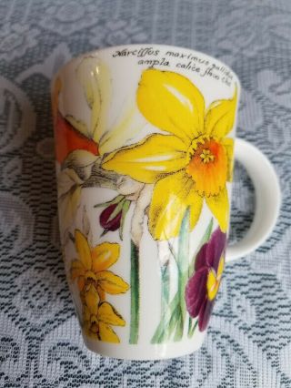 Roy Kirkham English Fine Bone China Coffee Cup Mug Yellow Purple Floral