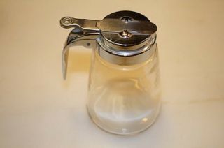 Gemco Clear Glass 5 " Tall Syrup Cream Pitcher Dispenser W Metal Top Usa (big)