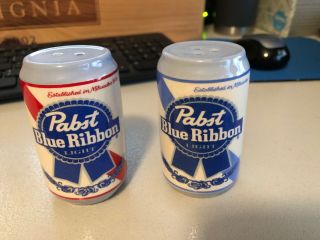 Rare Pabst Blue Ribbon Light Beer Can Salt And Pepper Shakers Pbr