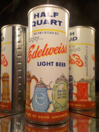 16 Oz Edelweiss By Drewrys Straight Steel Beer Can 149 - 17