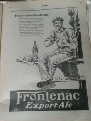 3 ad french 1927 beer FRONYENAC DIFFERENTS 2