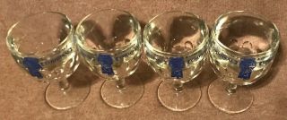 Set of 4 Vintage Pabst Blue Ribbon Heavy Clear Glass Beer Goblets 2