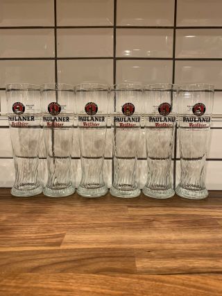 Paulaner - Set Of 6 German Beer Glasses.  5l