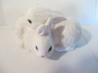 Collectible Goebel Two Bunny Rabbits Figurine White 34306 - 01 Germany