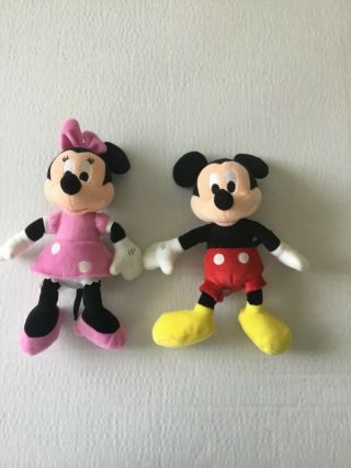 Disney Stuffed Animals Mickey Mouse 8” And Minnie Mouse 9”