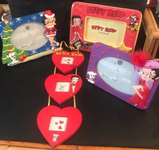 4 Betty Boop Photo Picture Frames - Red Hat/star Of The Show/christmas/hearts ❤️