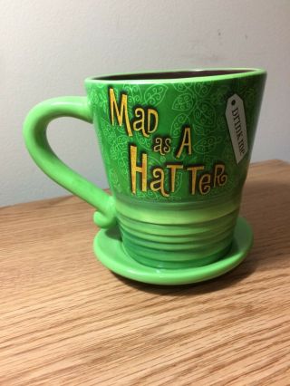 Disney Authentic Park Mad Hatter Hat Tea Party Green Ceramic Coffee Mug Tea Cup
