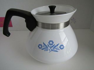 Vintage Corning Ware P - 104 6 Cup Stove Top Tea Coffee Pot Kettle Blue Cornflower
