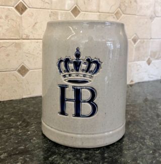 Vintage Hb Hofbrau German Handarbeit Ceramic Stoneware.  5l Beer Stein Mug