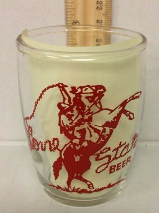 Vintage 3 " Lone Star Beer Cowboy With Lasso Barrel Glass