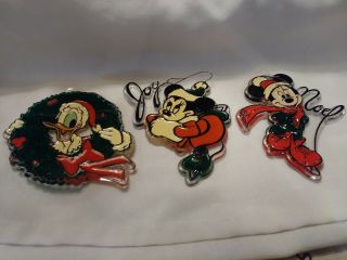 3 Disney Kurt Adler Christmas Ornaments Mickey Minnie Donald - Acrylic St Lucia