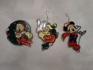 3 Disney Kurt Adler Christmas Ornaments Mickey Minnie Donald - Acrylic St Lucia 2