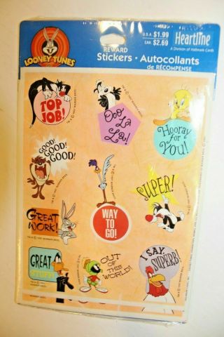 Vintage Looney Tunes 1997 Stickers Warner Bros.  8 Sheets Tweety Bird Road Runner