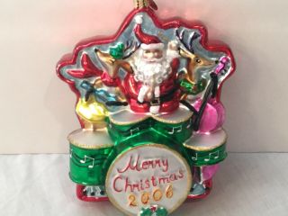 Christopher Radko Christmas Tree Ornament 2006 Santa Claus Reindeer Drums Red