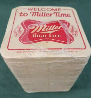 Vintage Miller High Life Beer Bar Coasters Old Stock 100pk 1984