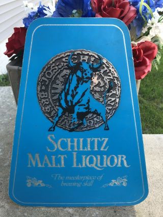 Schlitz Malt Liquor Bull Sign Blue Beer Vintage Bar Man Cave Brewing Pub Display