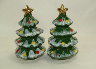 Kreiss Ceramics Vtg 50s - 60s Christmas Tree Salt & Pepper Shakers 4.  25 " Mcm Japan