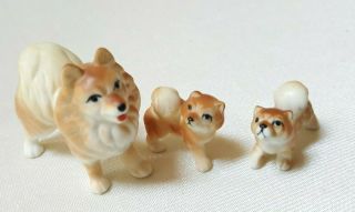 3 Vintage Miniature Pomeranian - Bone China - Dog Figurines Approx.  1 " & 2 " High