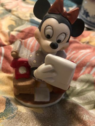 Vintage Disney Minnie Mouse Secretary Porcelain 4” Figurine