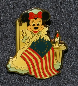 Disney Pin Mickey Minnie Mouse Betsy Ross American Flag 1989