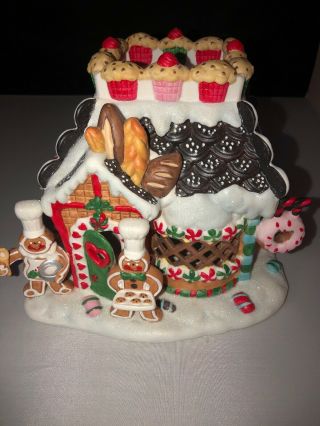 Partylite Gingerbread Village 2 Christmas Bakery House Tealight Holiday 1070