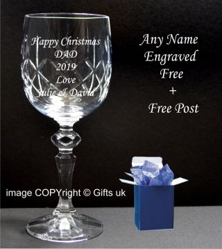 Personalised Engraved Crystal Wine Glass,  Birthday Gift 18th 21st 30th 40th Gift