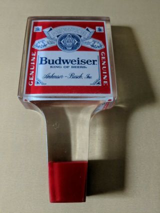 Vintage Budweiser Red White Anheuser Busch Beer Tap Handle Acrylic