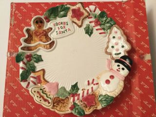 Vintage Cookies For Santa Christmas Plate By Fitz And Floyd 10 X 10 1992