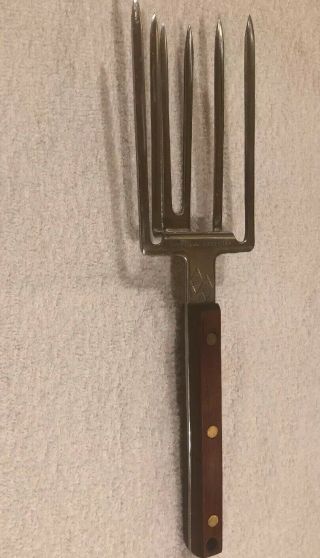 Vintage Stainless Steel Universal Food Fork 6 Pronged Heavy Duty Bbq Camping Etc