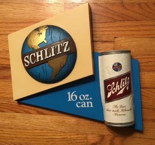 Vintage Schlitz Beer Can Sign 16 Oz Globe 3 D Display Milwaukee Wi Advertising