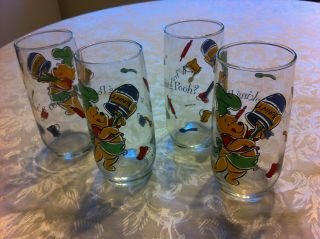 Winnie the Pooh glasses tumblers,  What ' s Cooking Pooh? set of 4,  16 oz 2