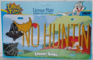 Looney Tunes Daffy Duck Figure No Huntin Metal Car License Plate,