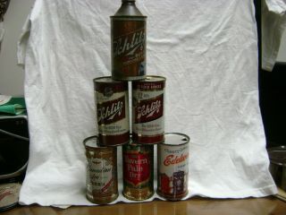 5 Flat Top Beer Cans 1 Cone Top Edelweiss Schlitz Canadian Ace Tavern Pale Dry