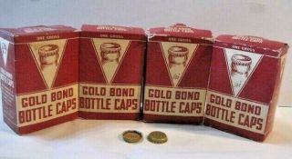 4 Boxes - Vintage - Gold Bond Bottle Caps W/rubber And Cork - For Brewing Beer
