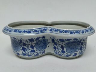 Vintage Chinese Porcelain Blue & White Double Planter Floral & Vine Pattern