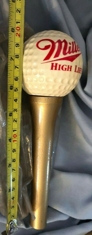 Miller Lite Beer Golf Ball On Tee Figural Beer Tap Handle Vintage Gold - Color