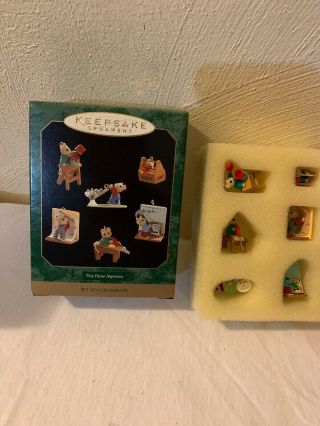 1997 Hallmark Tiny Home Improvers Mice Miniature Ornament Set 6 Ed Nib Mouse