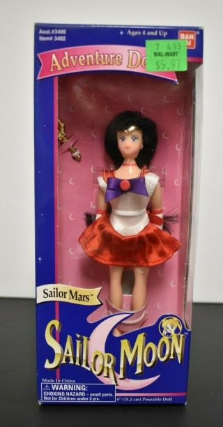 Sailor Moon Adventure Dolls Sailor Mars 6 " Poseable Doll Ban Dai 1995