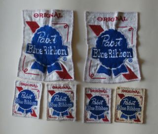 6 Pabst Blue Ribbon Beer Patches - 5½ " X 7 " & 3 " X 3½ " - Milwaukee,  Wisconsin