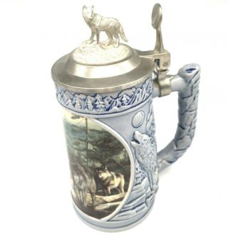 Longton Crown Beer Stein Cry Of The Wolfpack Scouting The Bluffs Vintage Ltd Ed