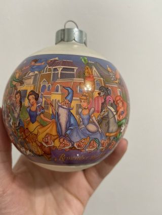 Walt Disney World 25 Year Anniversary Christmas Ornament Characters Glass Ball