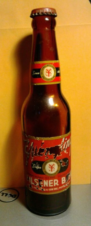 Anitque Vintage Yuengling Pilsner Beer Bottle & Cap Pottsville Pa
