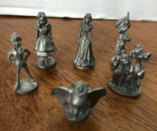 Disney Pewter Miniature Figurines Set Of 6 Signed Lady And The Tramp Peter Pan